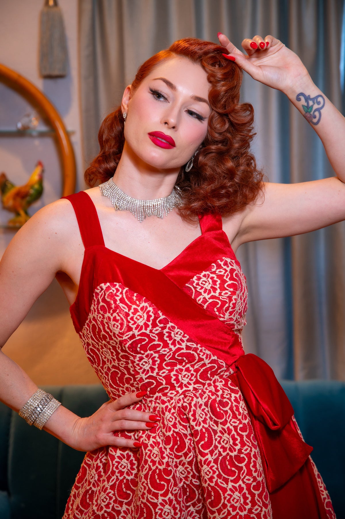 The Sweetheart Lace Dress in Red by LadySplendorClothing