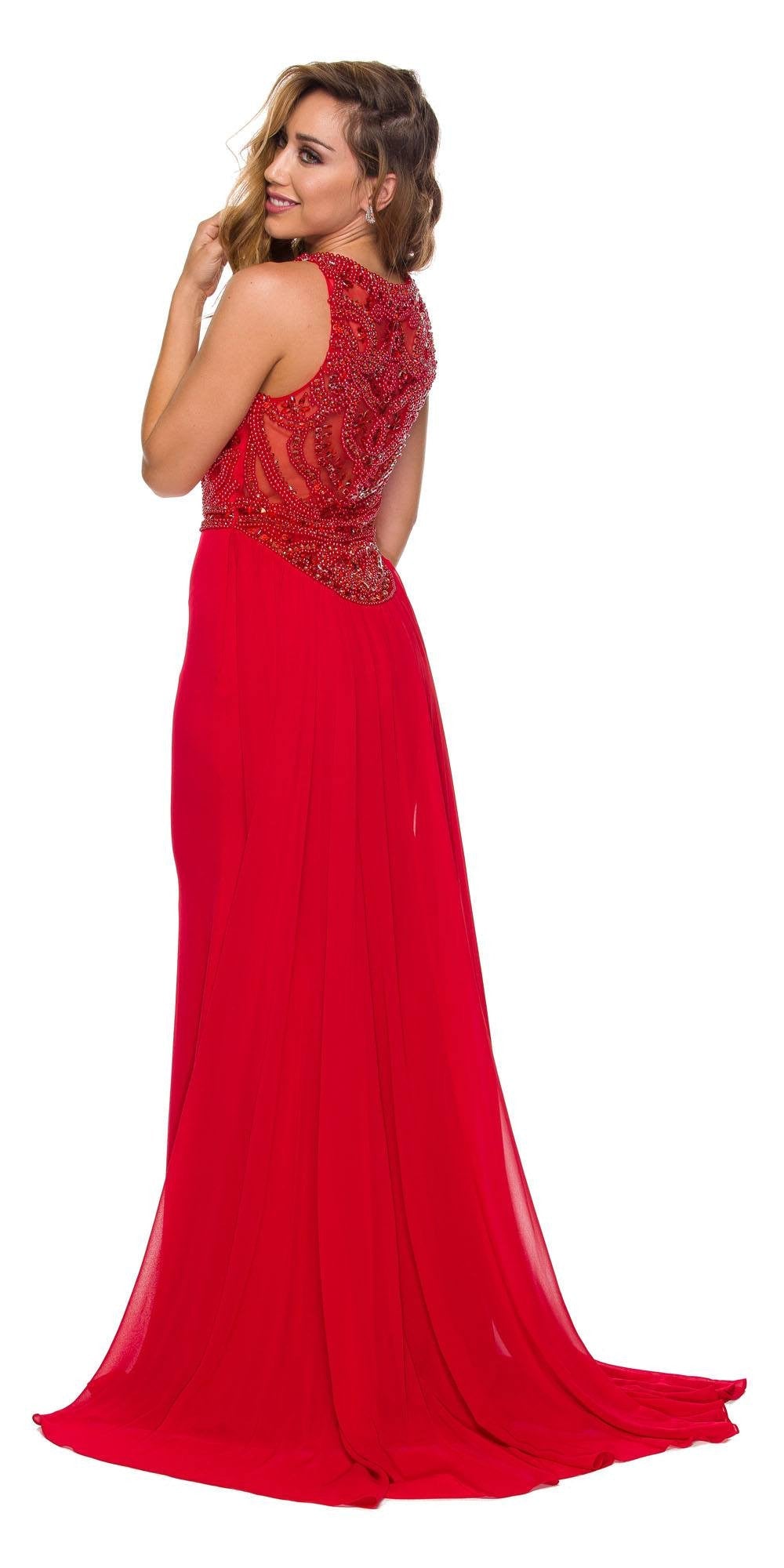 Juliet 628 Embellished Bodice Fit and Flare Prom Gown with Train by DiscountDressShop