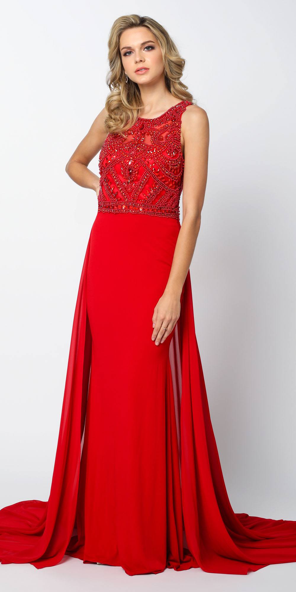 Juliet 628 Embellished Bodice Fit and Flare Prom Gown with Train by DiscountDressShop