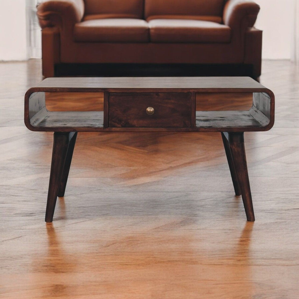 Solid Wood Curved Coffee Table by Unique Piece Furniture