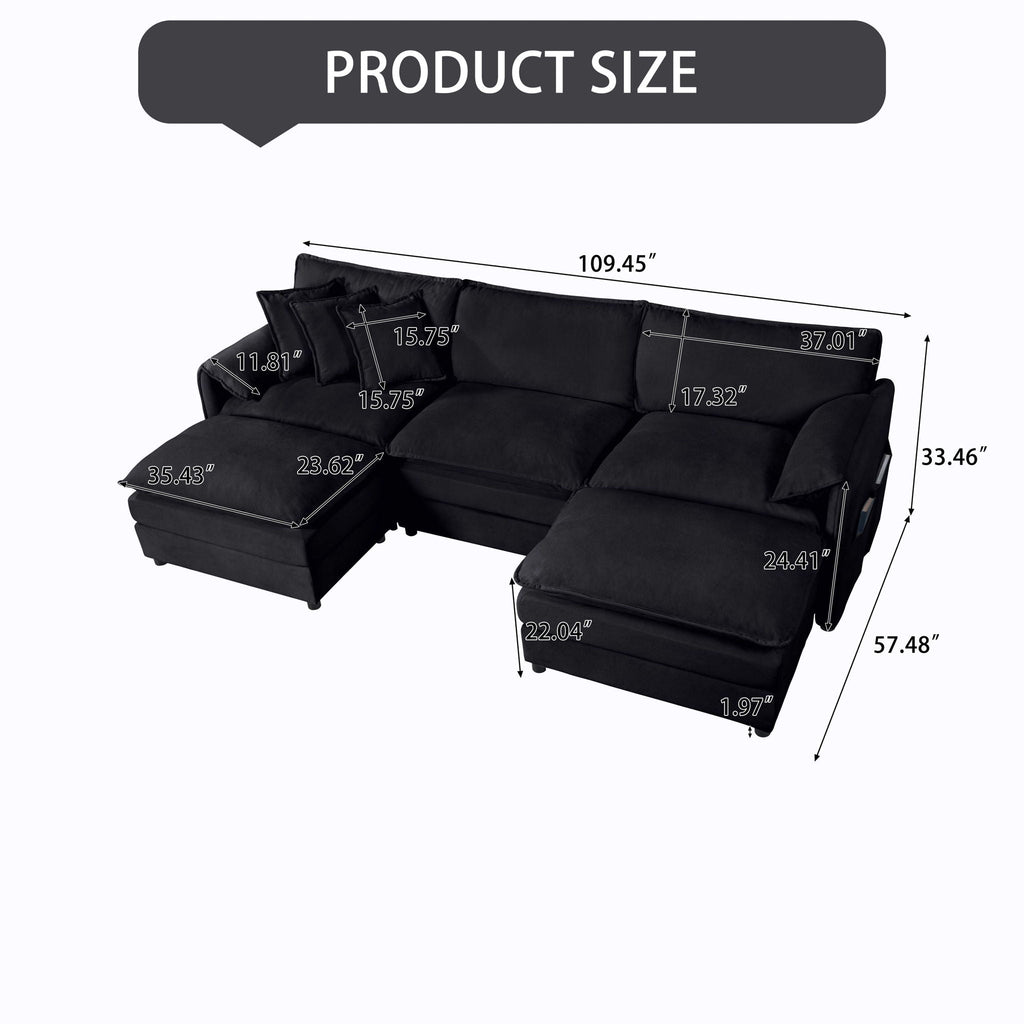 Modern Comfy Deep Seat Modular Sectional Sofa Cloud Couch With Ottoman by Unique Piece Furniture
