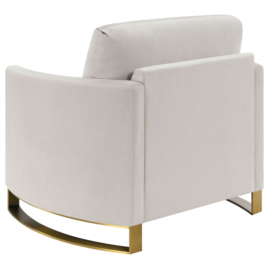 Corliss Upholstered Curved Track Arm Chair Beige by Unique Piece Furniture