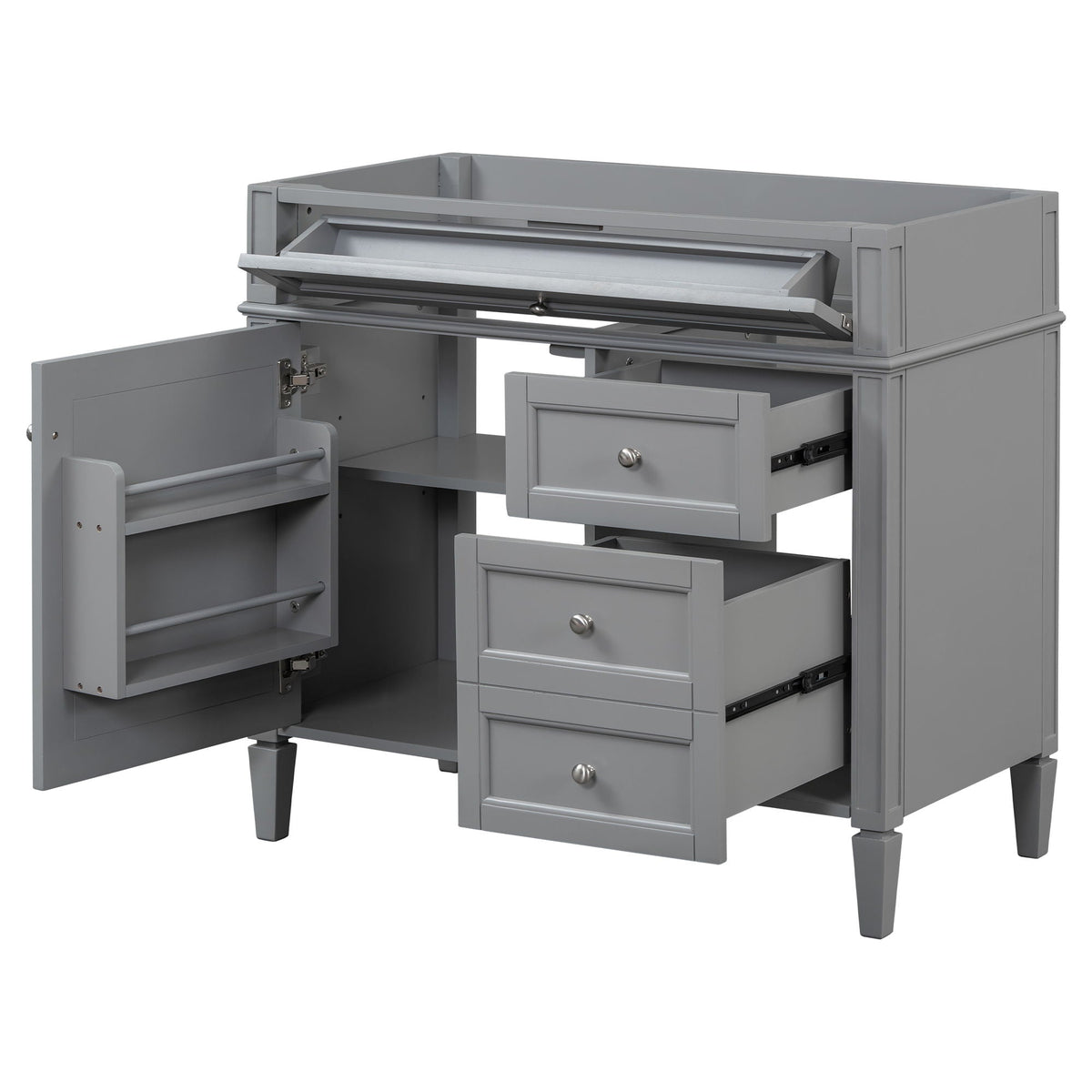 Bathroom Vanity With 2 Drawers And Tip-Out Drawer, Storage Cabinet by Unique Piece Furniture