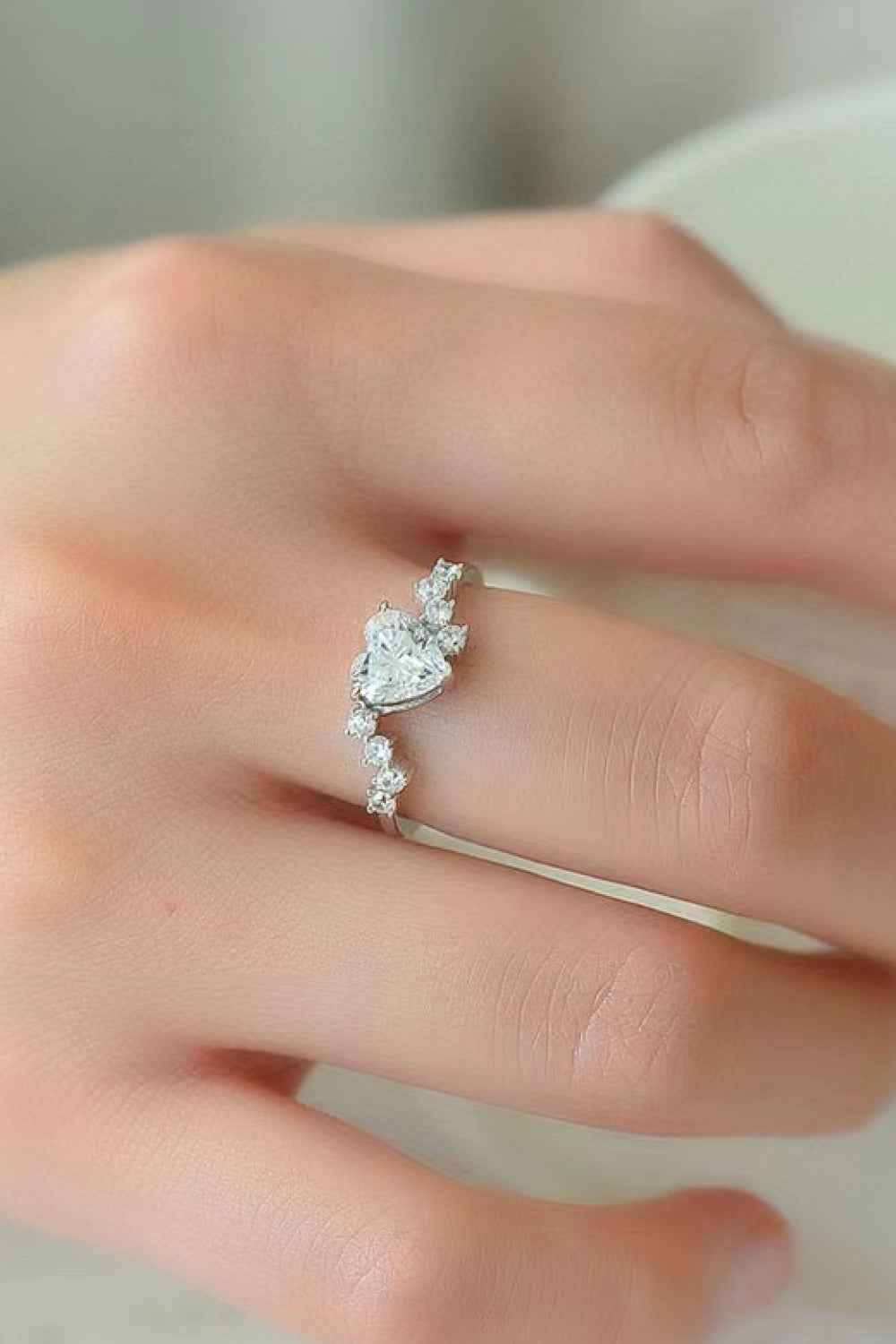 1 Carat Moissanite Heart 925 Sterling Silver Ring by Wild and Free Boutique