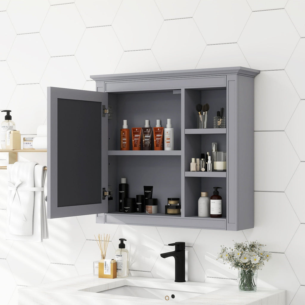 Wall Mounted Medicine Cabinet With Mirror And 3 Open Shelves by Unique Piece Furniture