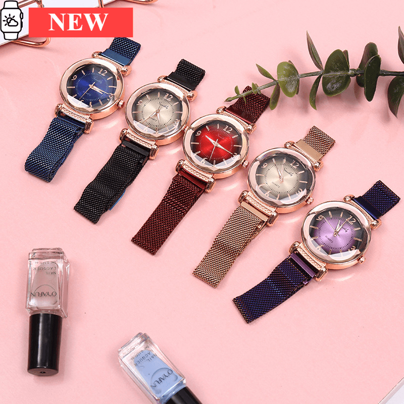 Women Watch Gradient Dial Milan Strap Luxury Fashion Ladies Watch Women Dress Watches Party Decoration Gifts For Women and Girls by Stevvex