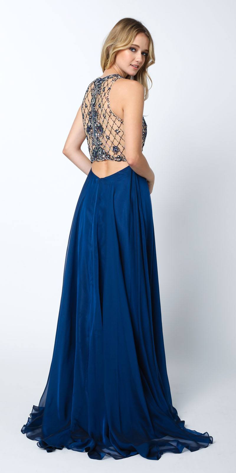 Juliet 637 Sleeveless A-Line Rhinestone Embellished Gown by DiscountDressShop