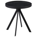 Briggs Round Marble Printed Glass Top End Table Black by Unique Piece Furniture