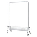 Heavy Duty Iron Garment Rack With Basket On Wheels - Silver by Unique Piece Furniture