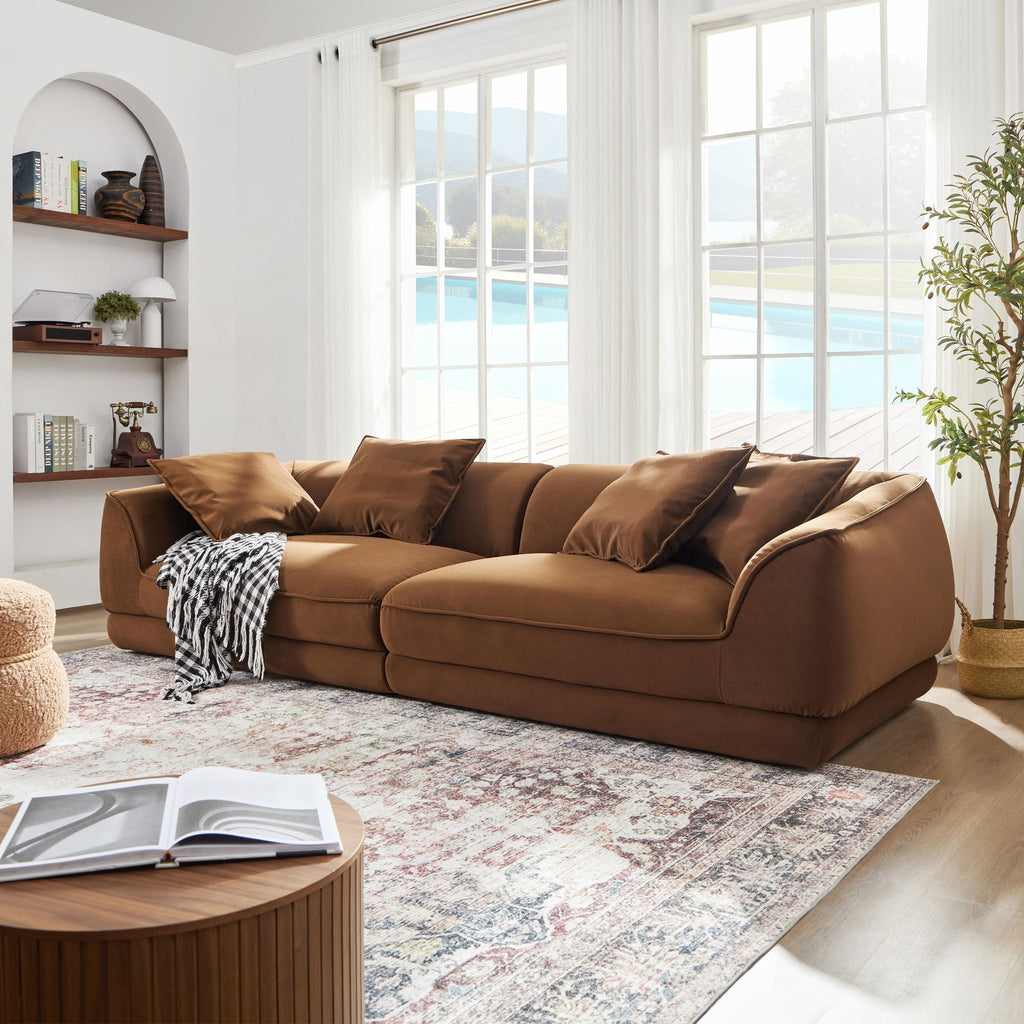 Nordic Modern Sofa With Removable Pillowcase, High Density Sponge Filling, 4 Throw Pillows by Unique Piece Furniture