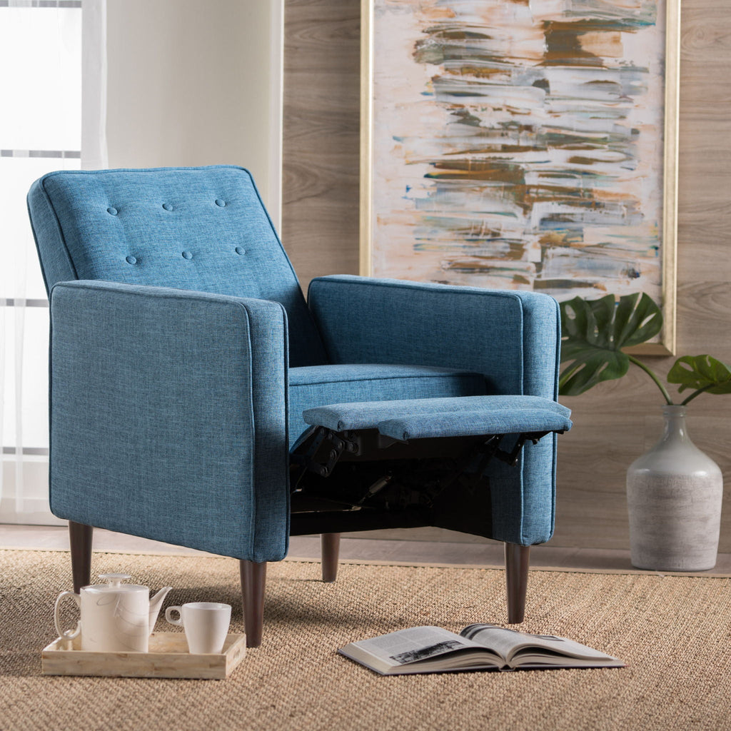 Mid-Century Modern Recliner With Button Tufted Waffle Stitch by Unique Piece Furniture
