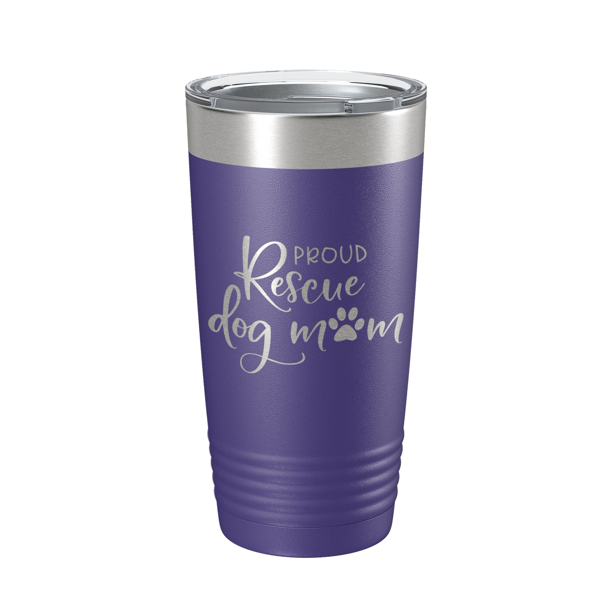 Proud Rescue Mom Tumbler Dog Travel Mug Gift Insulated Laser Engraved Coffee Cup 20 oz by CarveBright