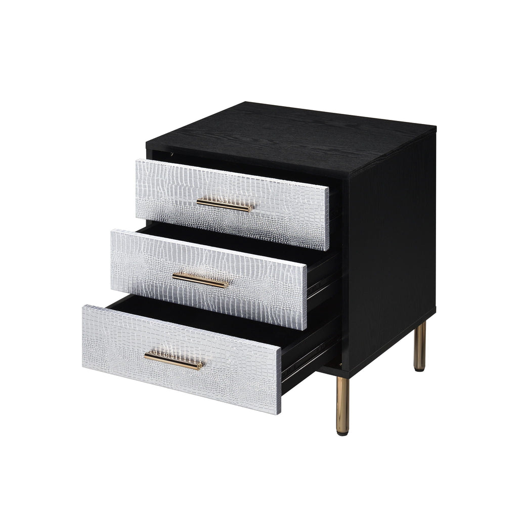 Myles - Nightstand - Black / Gold / Silver by Unique Piece Furniture