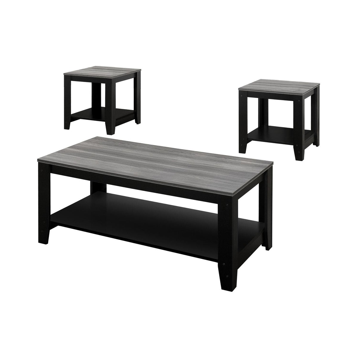 Table Set, Coffee, End, Side, Accent For Living Room Transitional (Set of 3) - Black by Unique Piece Furniture