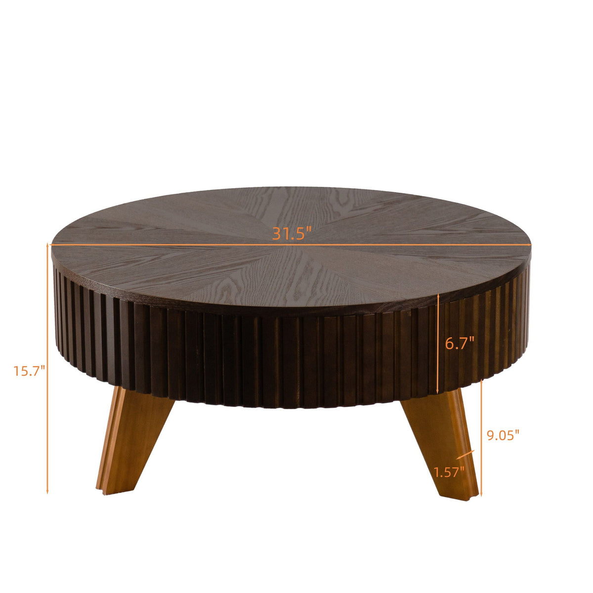 Round Retro Coffee With Solid Wood Legs by Unique Piece Furniture