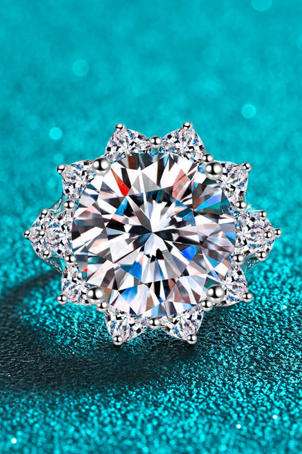 10 Carat Moissanite Flower-Shaped Ring by Wild and Free Boutique