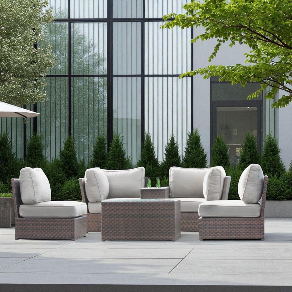 Comfortable Modern Patio Rattan Sectional Set With Cushions by Unique Piece Furniture