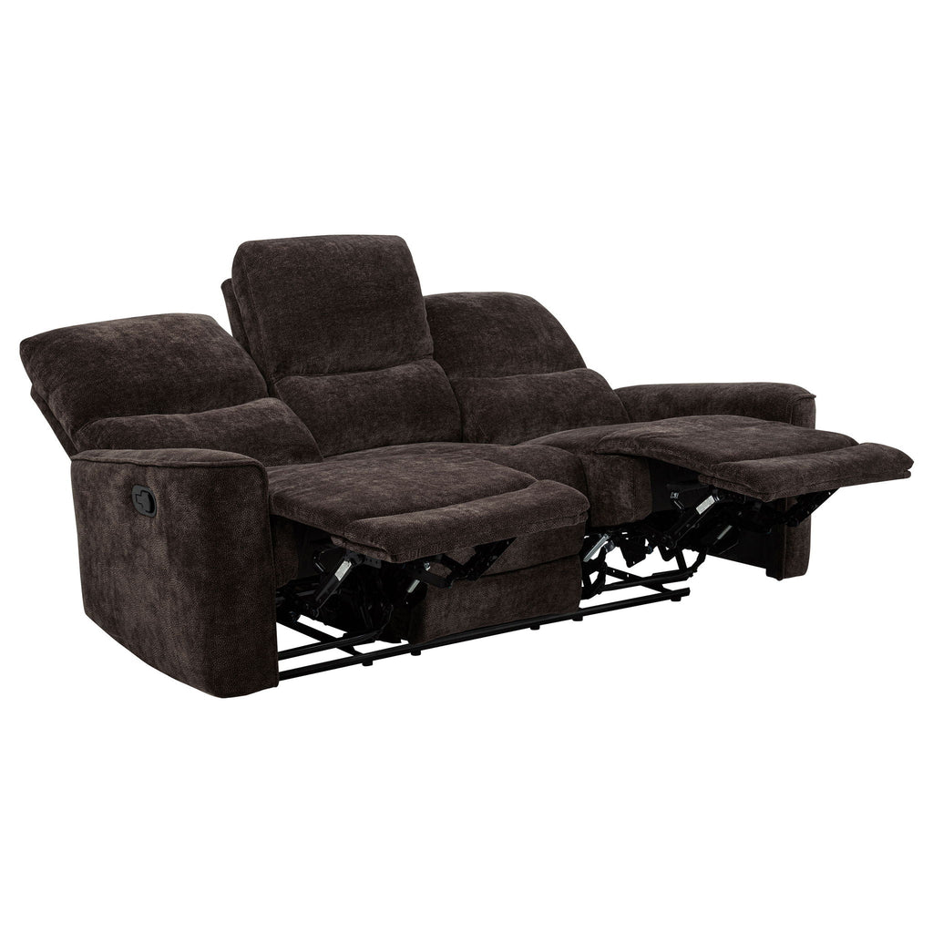 Navarro Chenille Upholstered Reclining Sofa Dark Brown by Unique Piece Furniture