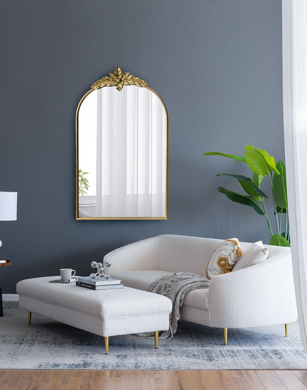 Arched Wall Mirror With Metal Frame, Wall Mirror For Living Room by Unique Piece Furniture