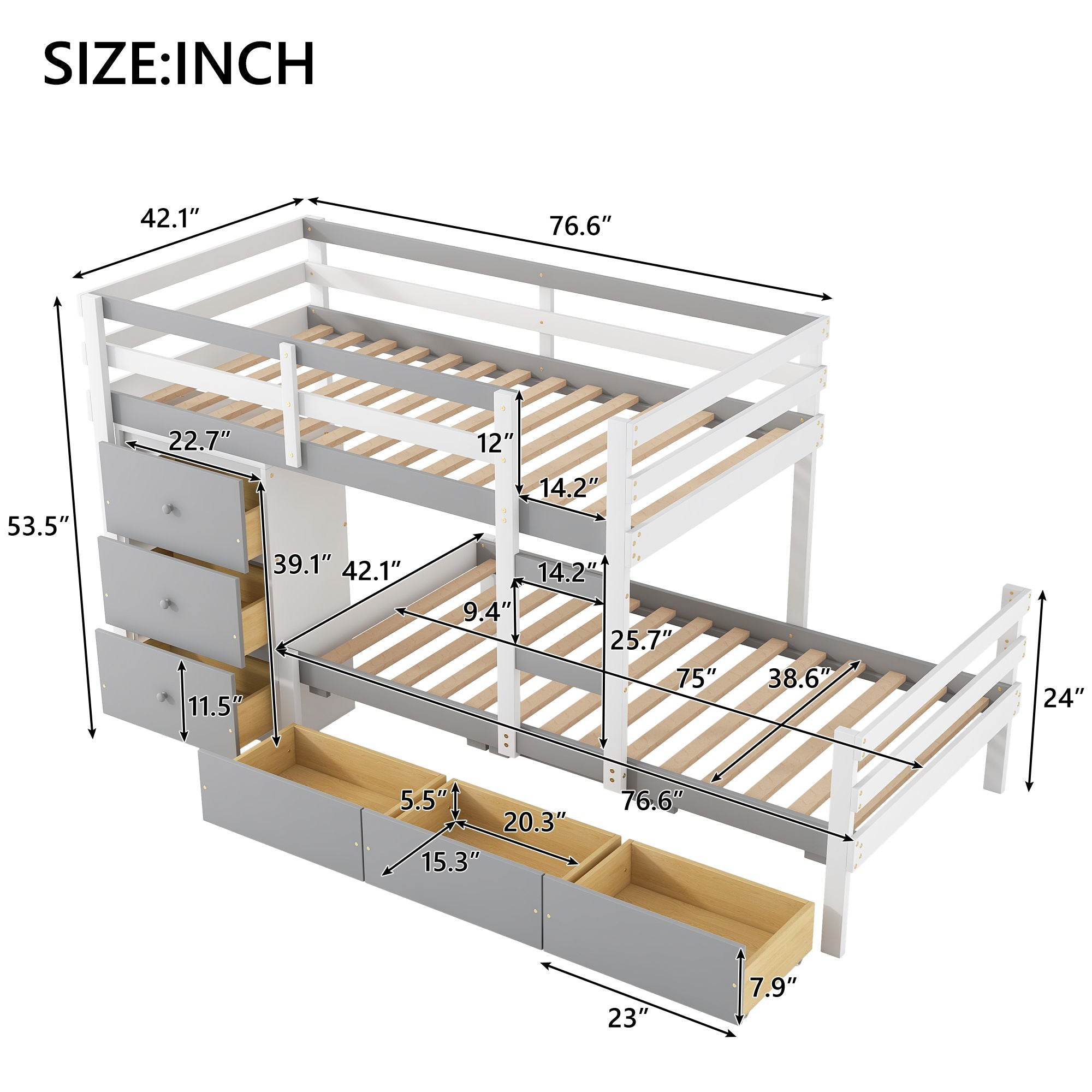 Loft Bunk Bed With Drawers And Ladder by Unique Piece Furniture