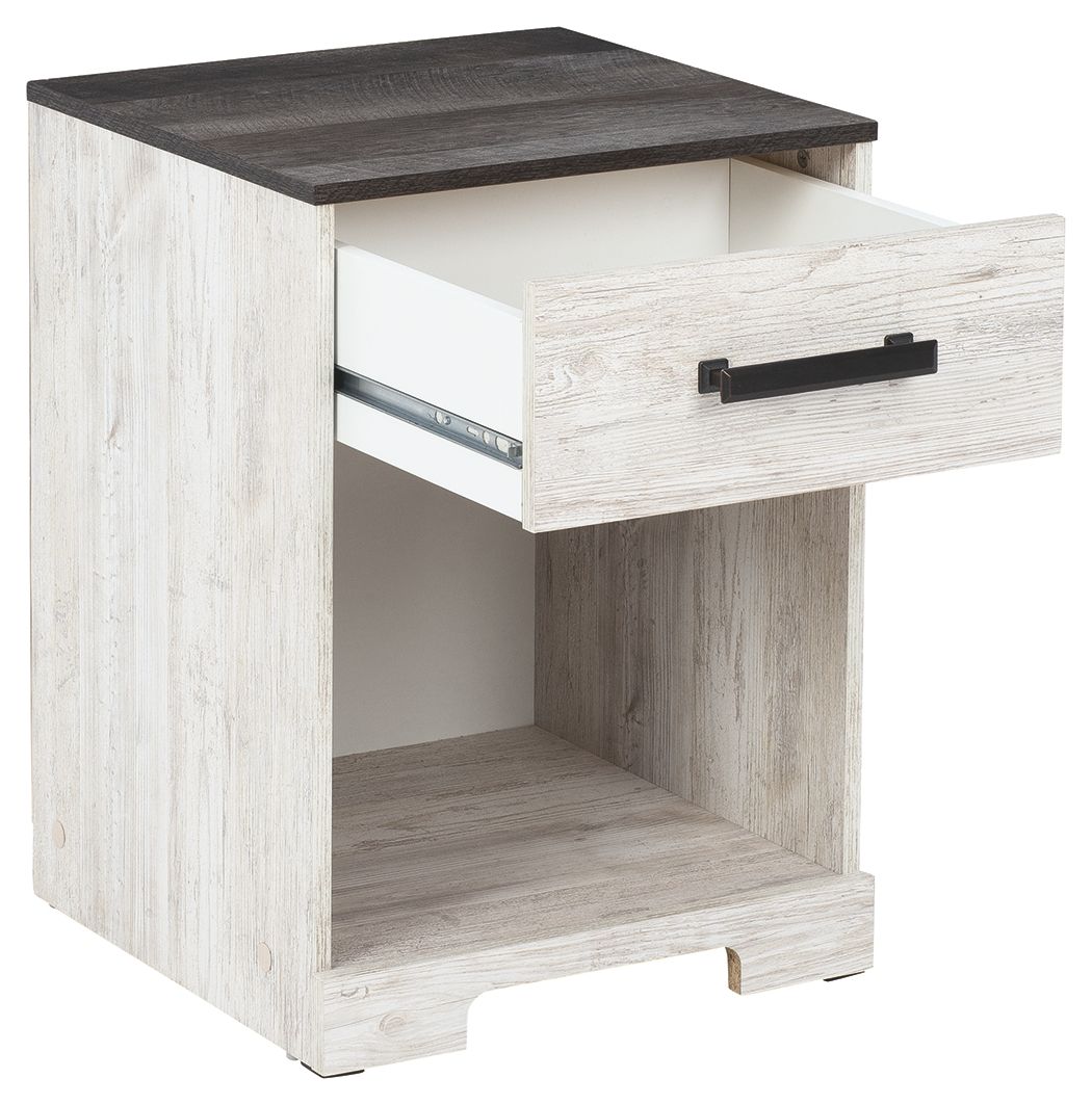 Shawburn - One Drawer Night Stand - Whitewash / Charcoal Gray by Unique Piece Furniture