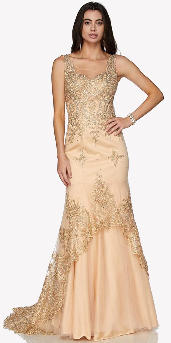 Juliet 654 Mermaid Gown Lace Up Back Embroidered by DiscountDressShop