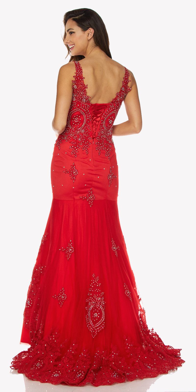 Juliet 654 Mermaid Gown Lace Up Back Embroidered by DiscountDressShop