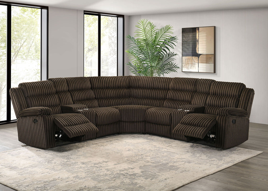 Atkinson Upholstered Reclining Sectional Sofa Chocolate by Unique Piece Furniture