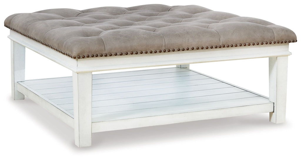 Kanwyn - Uph Ottoman Cocktail Table - Whitewash by Unique Piece Furniture