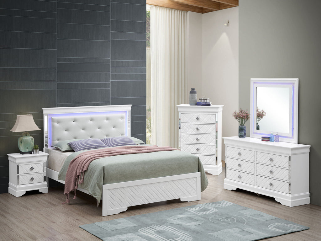 Bed With LED Light Accents Headboard by Unique Piece Furniture