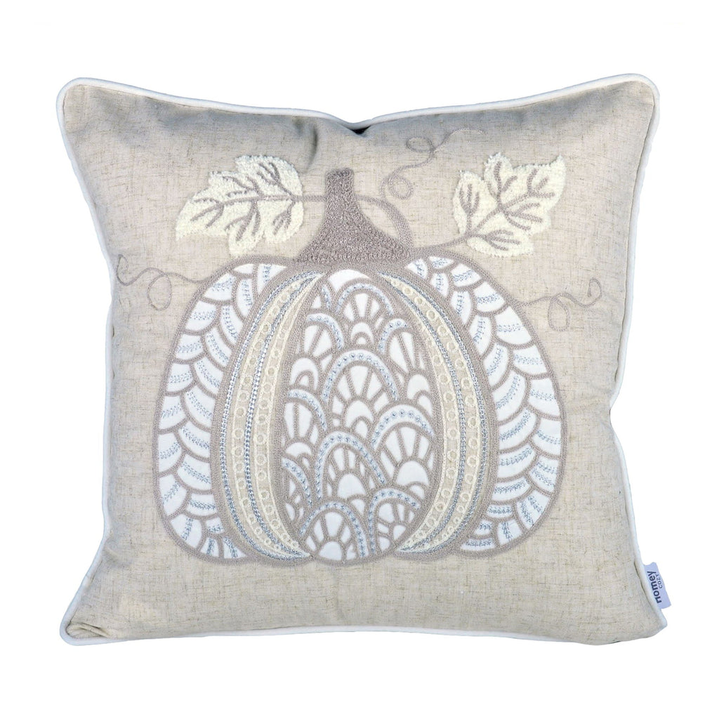 Lace Embroidered Pumpkin Throw Pillow - Natural by Unique Piece Furniture