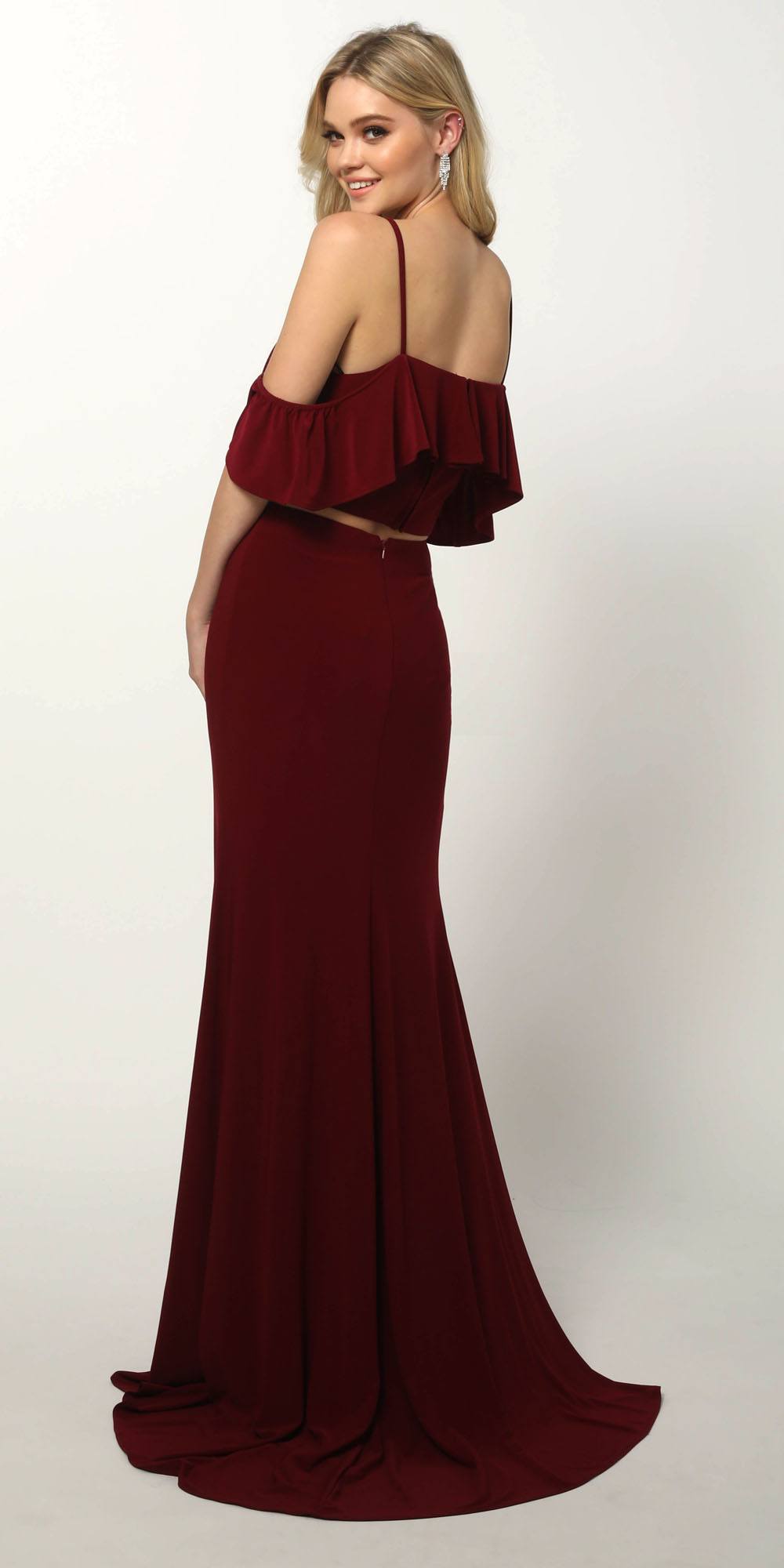 Juliet 662 Cold-Shoulder Two-Piece Gown with Slit by DiscountDressShop