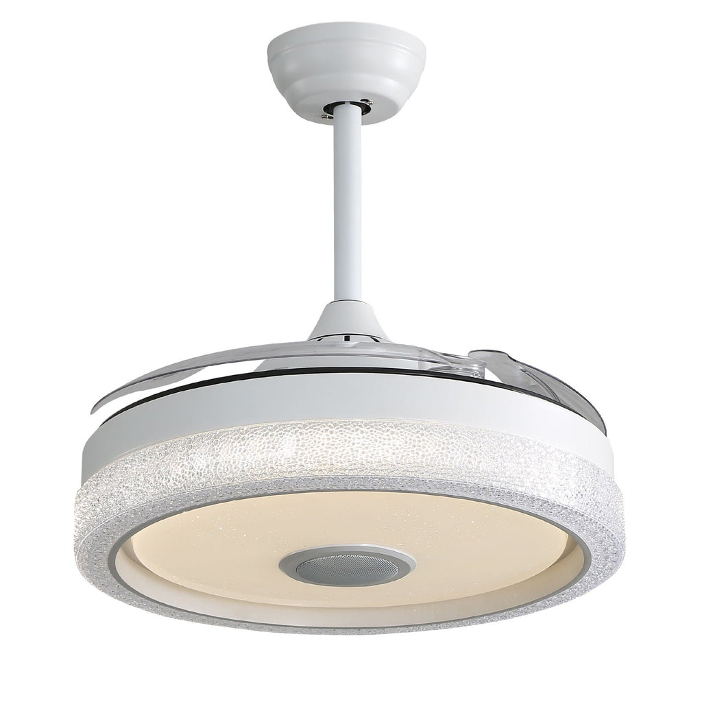 Invisible Ceiling Fan With Remote Control And 36W LED Light, 120V DC Motor, 3 Blades - White by Unique Piece Furniture