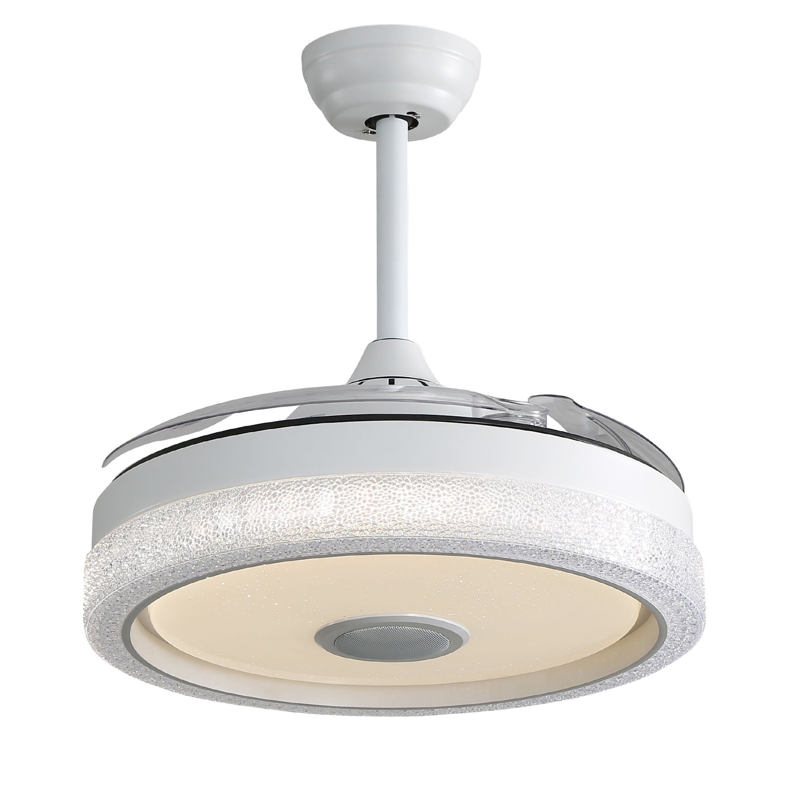 Invisible Ceiling Fan With Remote Control And 36W LED Light, 120V DC Motor, 3 Blades - White by Unique Piece Furniture