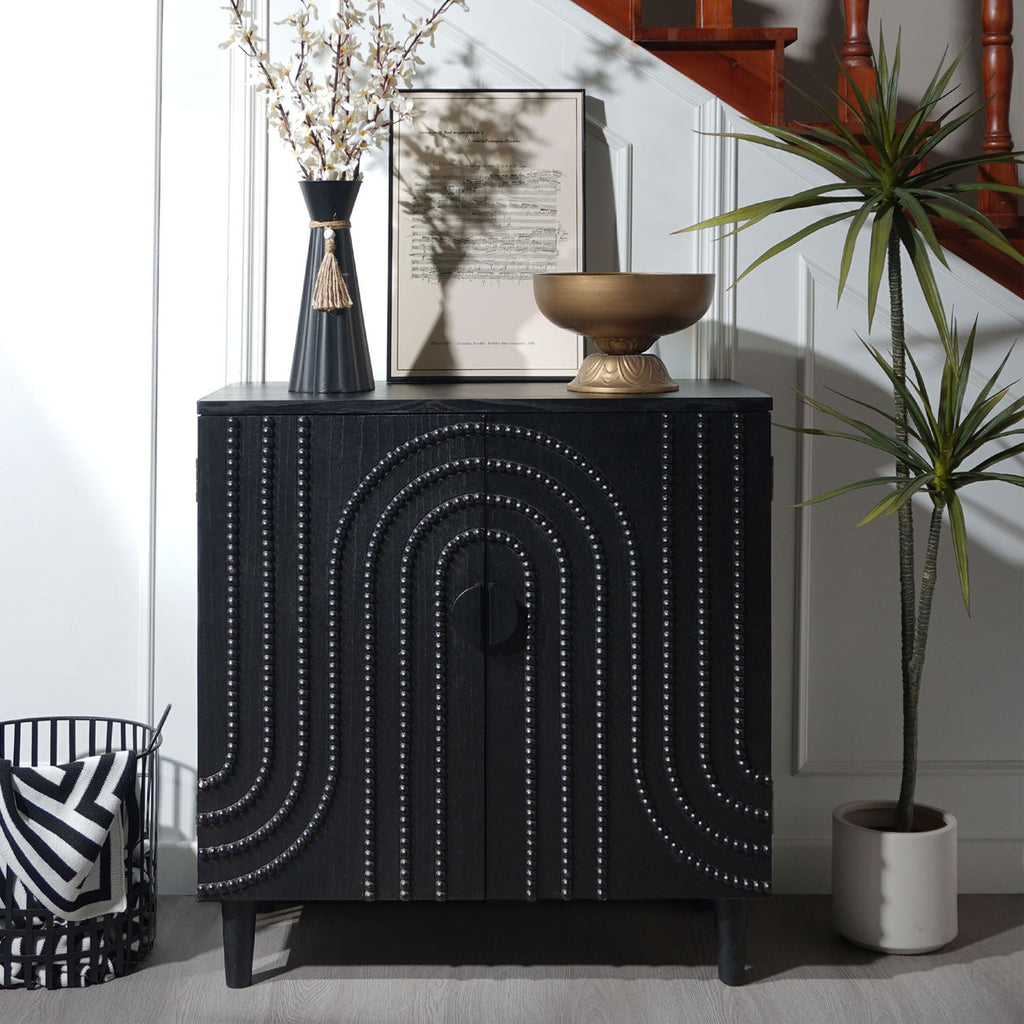 2 Door Storage Cabinet With Adjustable Shelf - Black by Unique Piece Furniture