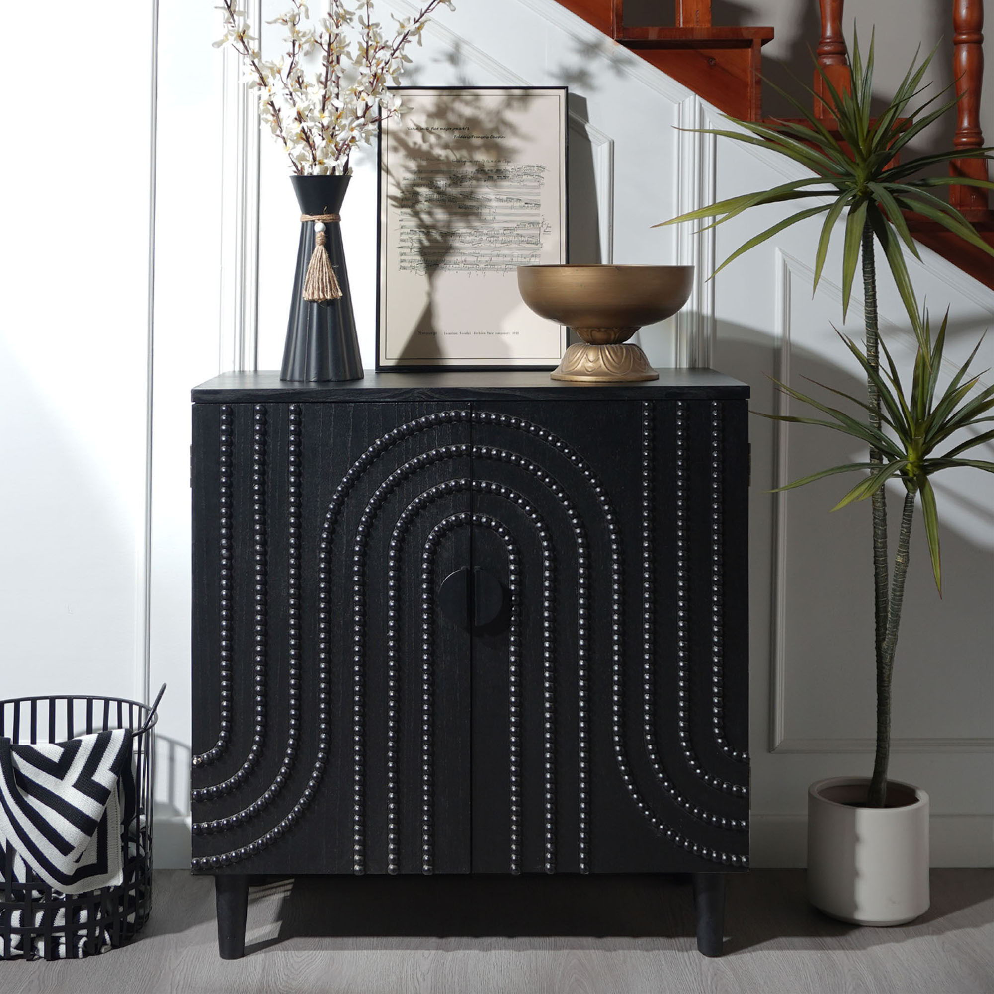 2 Door Storage Cabinet With Adjustable Shelf - Black by Unique Piece Furniture
