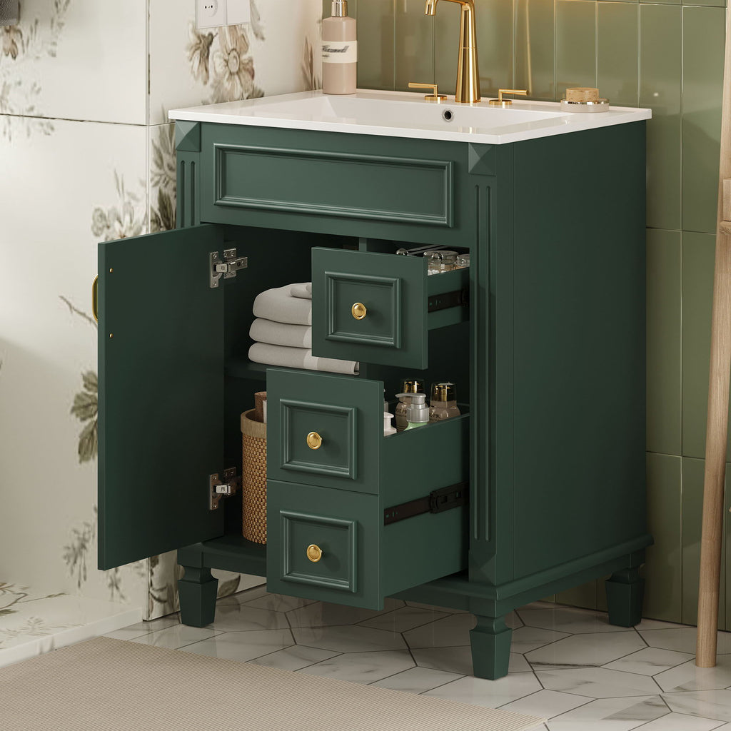 Bathroom Vanity With Sink, Compact Cabinet & 2 Drawers And Adjustable Shelf by Unique Piece Furniture