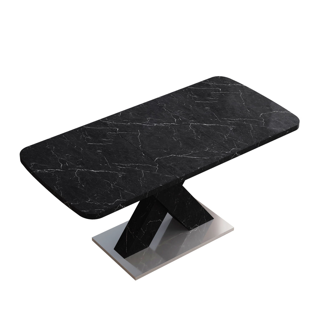 Modern Rectangle Dining Table With Stretchable TopAnd X Shape Legs by Unique Piece Furniture