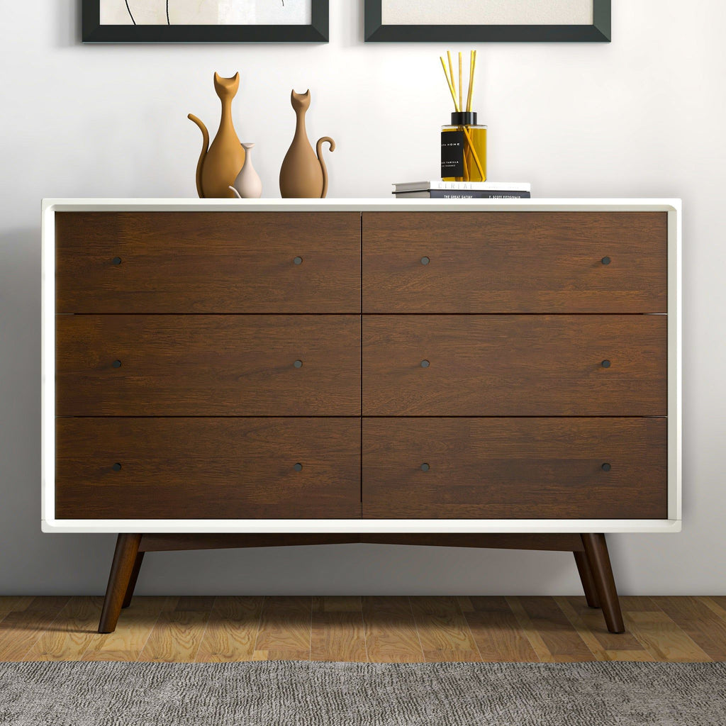 Dresser 6 Drawer - Dark Brown / White by Unique Piece Furniture