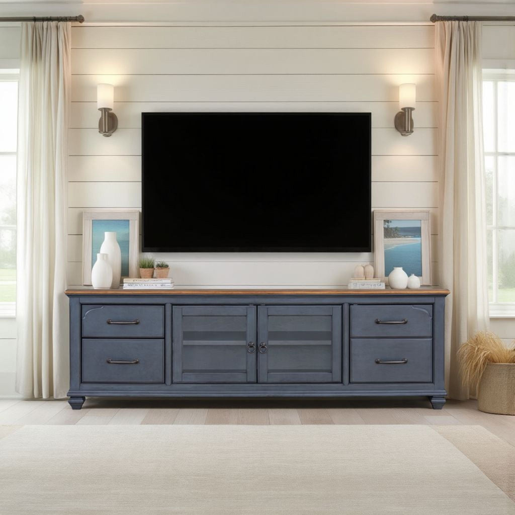 TV Stand For TVs Up To 90" - Blue by Unique Piece Furniture