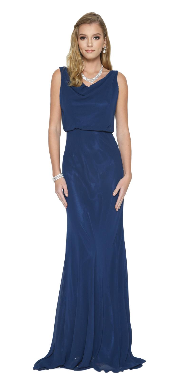 Juliet 670 Floor Length Formal Dress with Cowl Neckline by DiscountDressShop