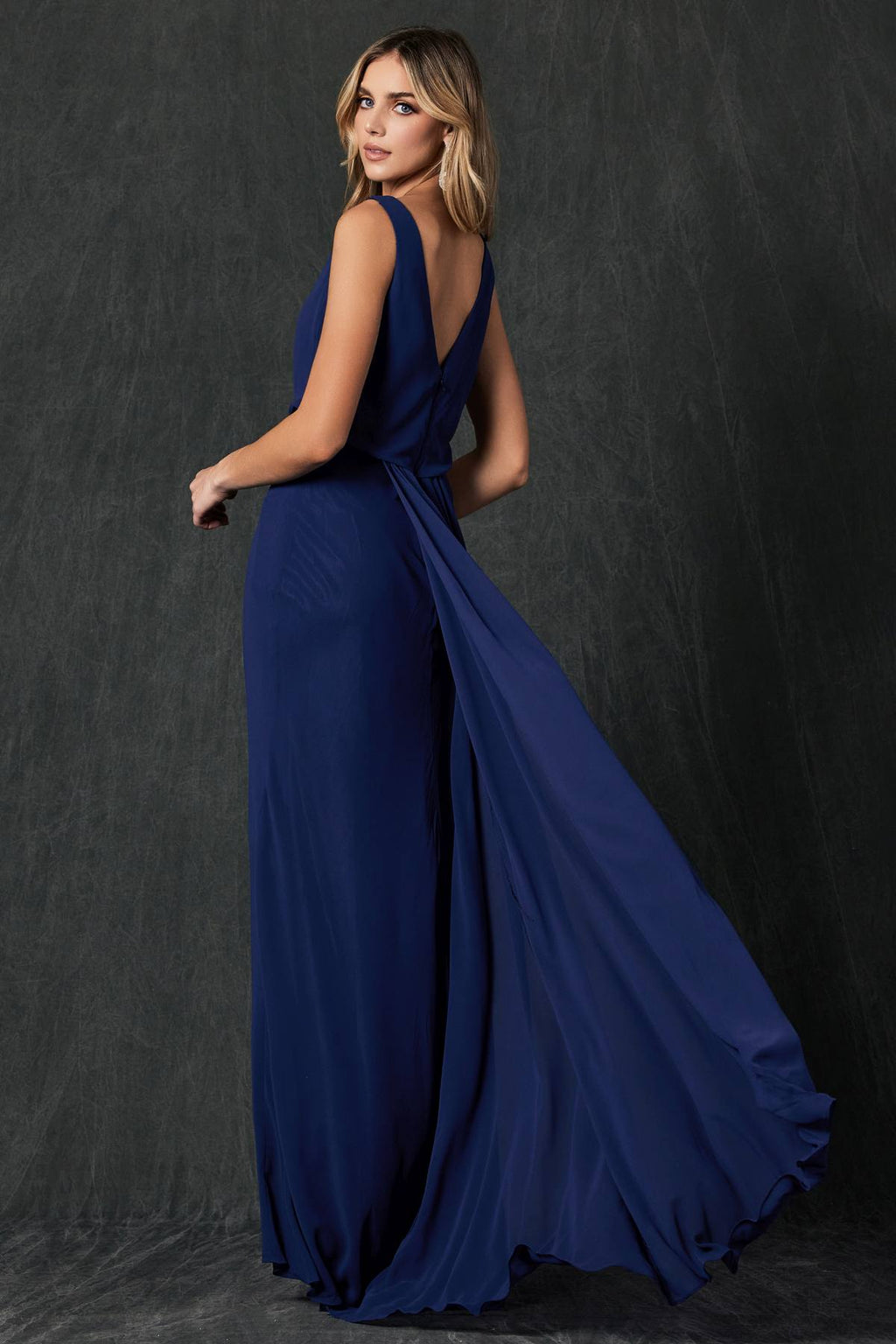 Juliet 670 Floor Length Formal Dress with Cowl Neckline by DiscountDressShop