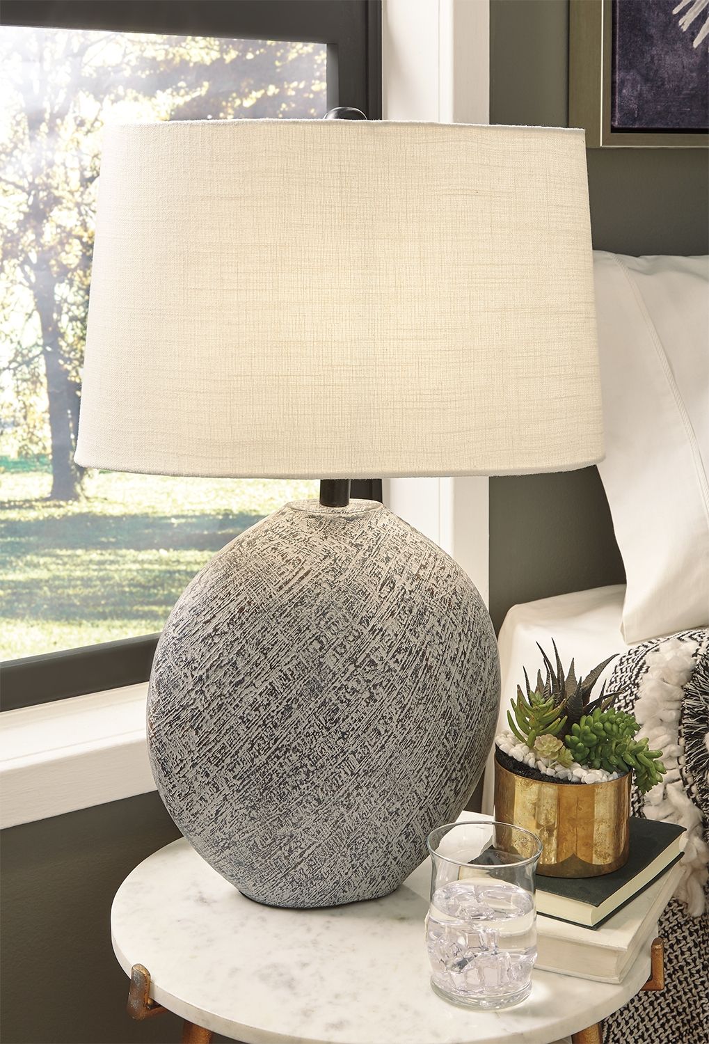Harif - Paper Table Lamp - Beige by Unique Piece Furniture