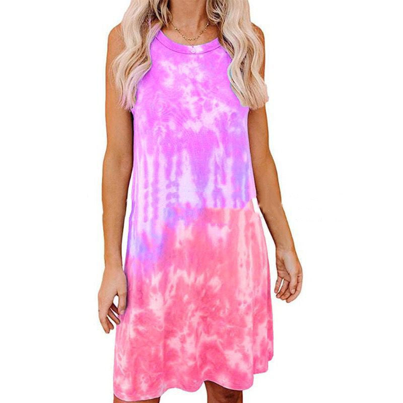 Tie-dye Printed Loose Short-sleeved Dress Women by Wild and Free Boutique