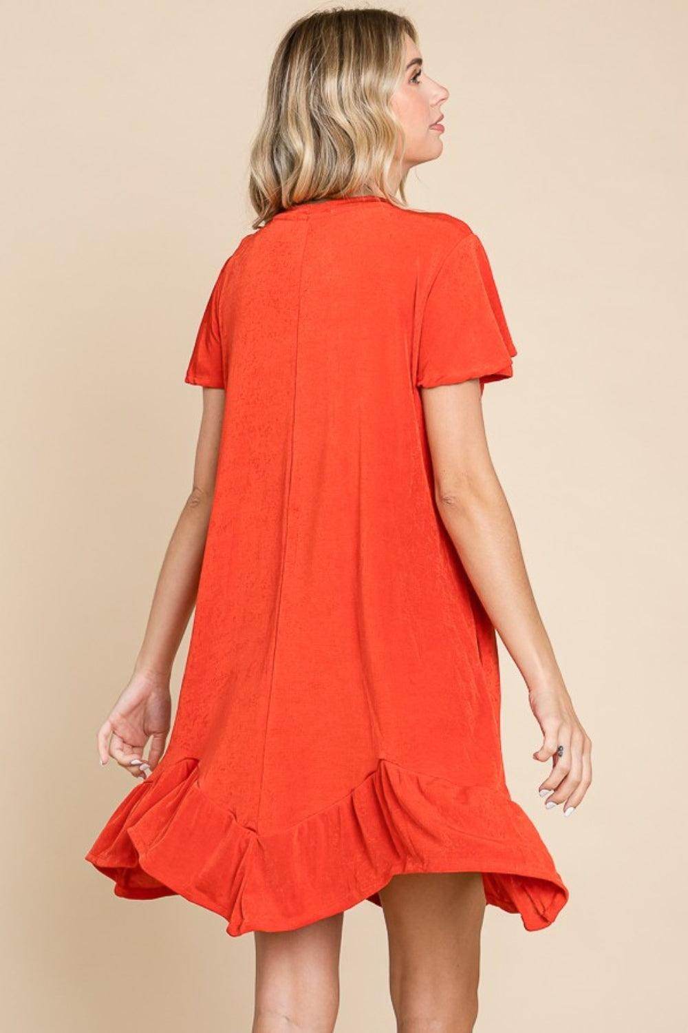 Culture Code Full Size Short Sleeve Ruffled Hem Dress by Selvanelle