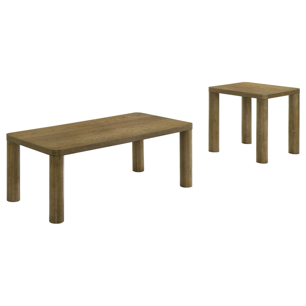 Castlewood 2-piece Cocktail Coffee Table Set Brown Oak by Unique Piece Furniture
