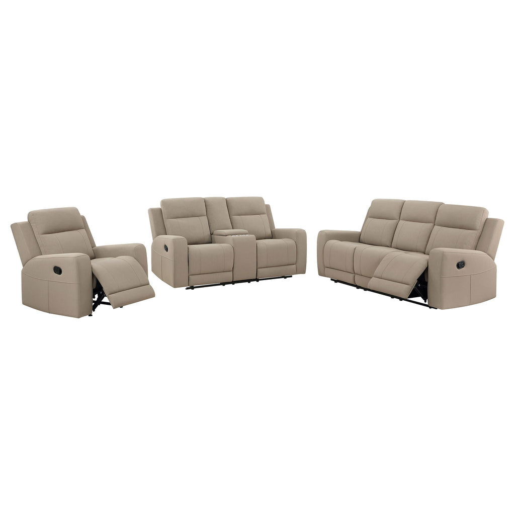Brentwood 3-piece Upholstered Reclining Sofa Set Taupe by Unique Piece Furniture