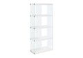 Bookshelf, Bookcase, Etagere, 5 Tier, Glossy Clear Tempered Glass - White by Unique Piece Furniture