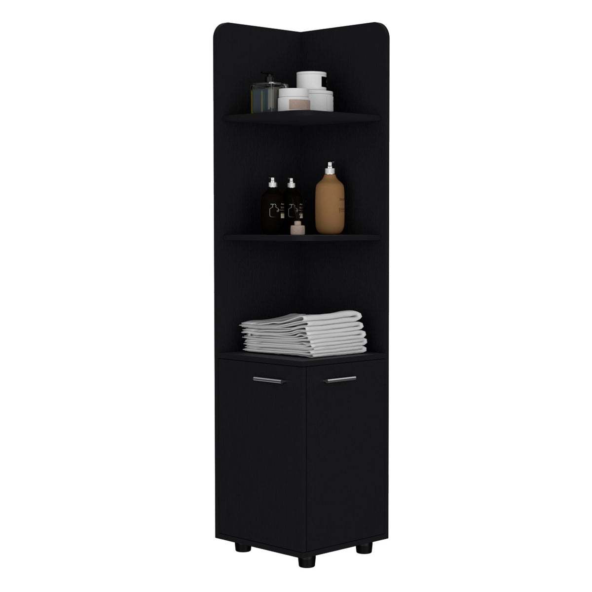 Corner Cabinet Tall With 3 Tier Shelf And 2 Door - Black by Unique Piece Furniture