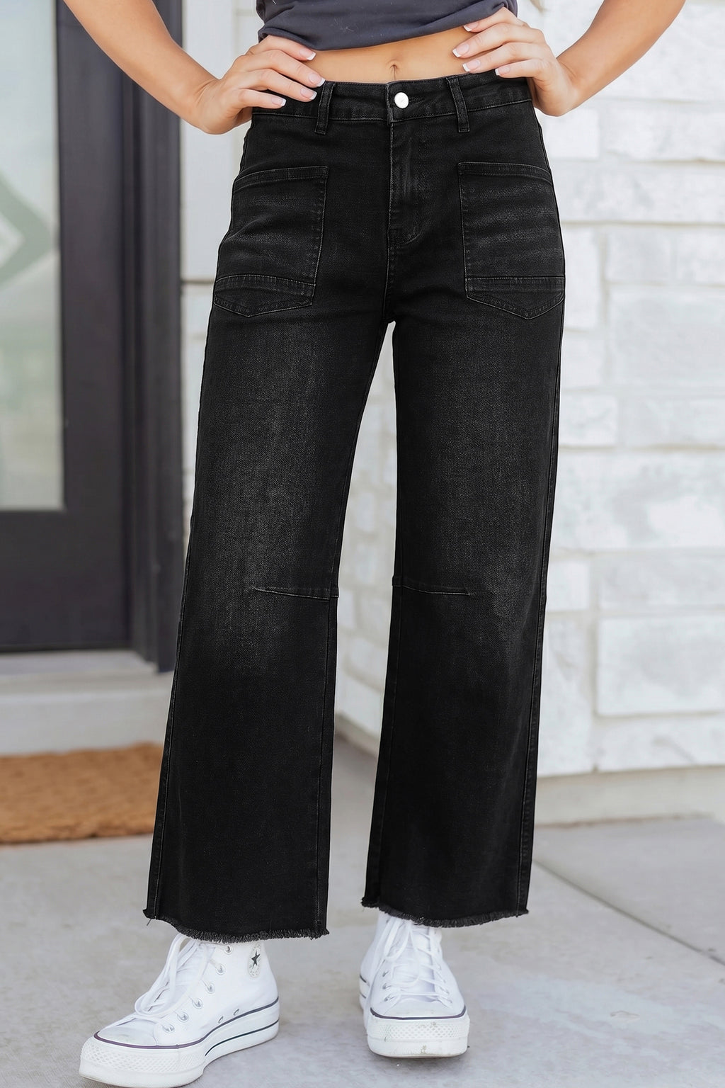 Beau Blue Frayed Cropped Straight Jeans by Dear-Lover Dropshipping